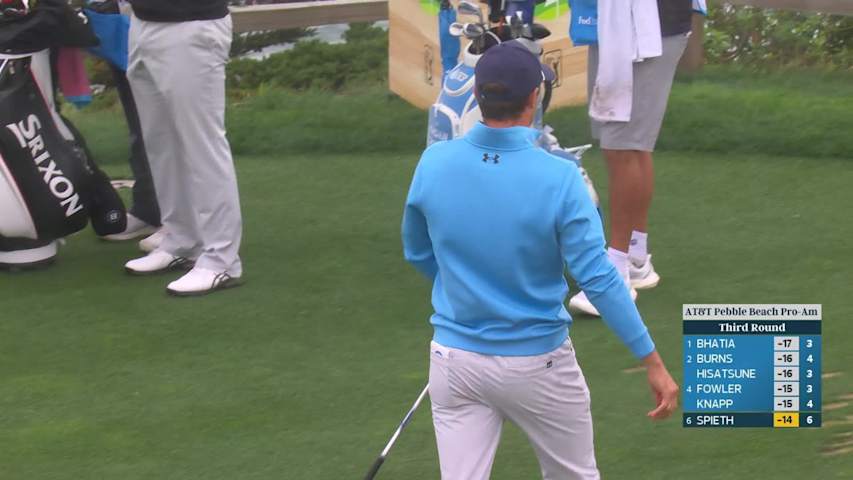 Jordan Spieth hits 100-yard tee shot to 4 feet, nearly aces No. 7 at Pebble Beach