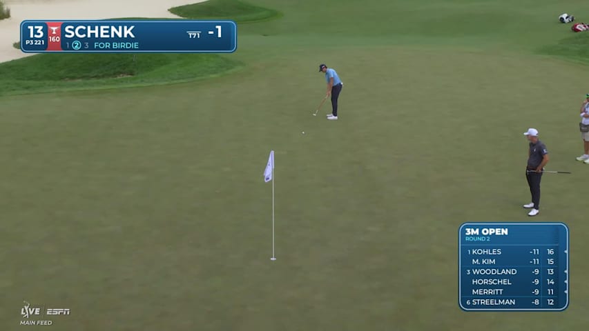 Adam Schenk sinks 39-foot birdie putt on No. 13 at 3M Open