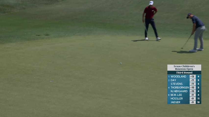 Vince Whaley sinks 26-foot birdie putt on No. 10 at Texas Children's