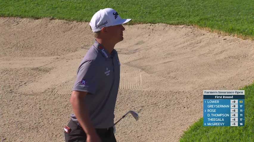 Max McGreevy sinks 27-foot birdie putt on No. 17 at Farmers