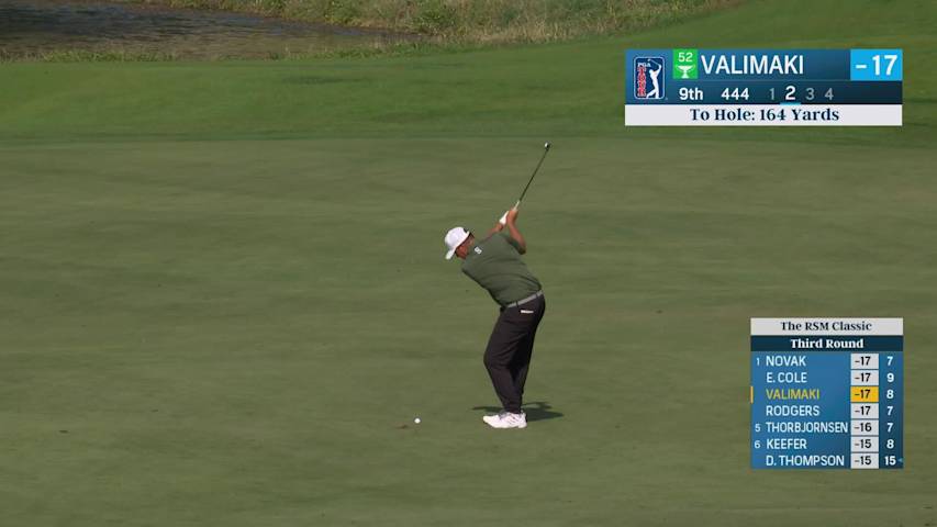 Sami Valimaki nearly holes out approach, sets up birdie on No. 9 at The RSM Classic