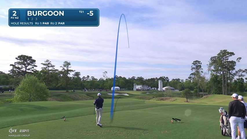 Bronson Burgoon hits 145-yard drive to 11 feet for birdie on No. 2 at Texas Children's