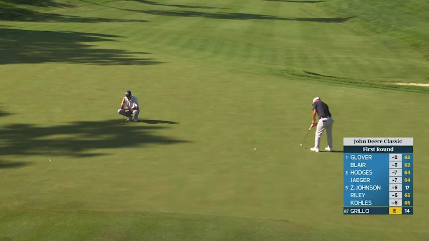 Emiliano Grillo sinks 24-foot birdie putt on No. 15 at John Deere