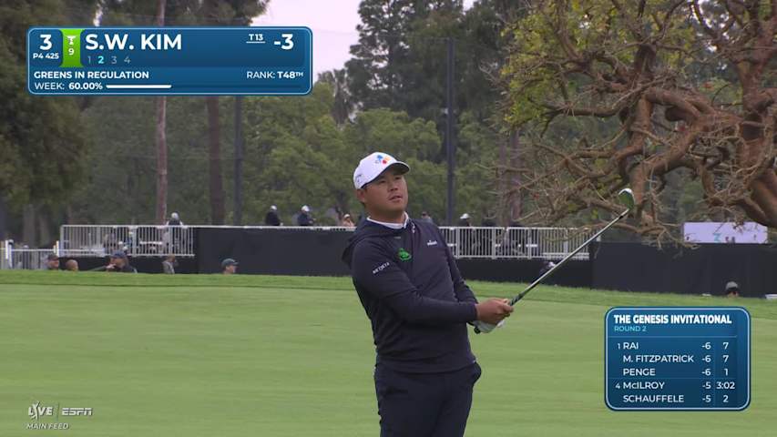 Si Woo Kim hits 131-yard approach to 9 feet, makes birdie on No. 3 at The Genesis
