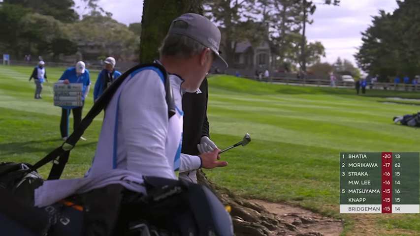 Jacob Bridgeman hits 101-yard approach to 2 feet, sets up birdie on No. 15 at AT&T Pebble Beach