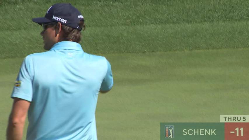 Adam Schenk sinks a 27-foot birdie putt on No. 5 at THE CJ CUP