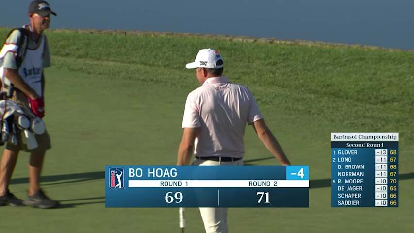 Bo Hoag's tee shot and 15-footer for birdie to make the cut at Barbasol