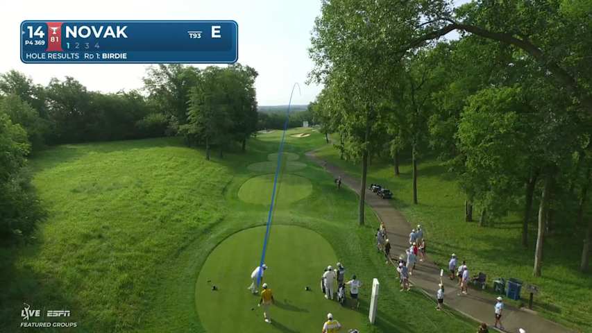 Andrew Novak's drive sets up birdie on No. 14 at John Deere