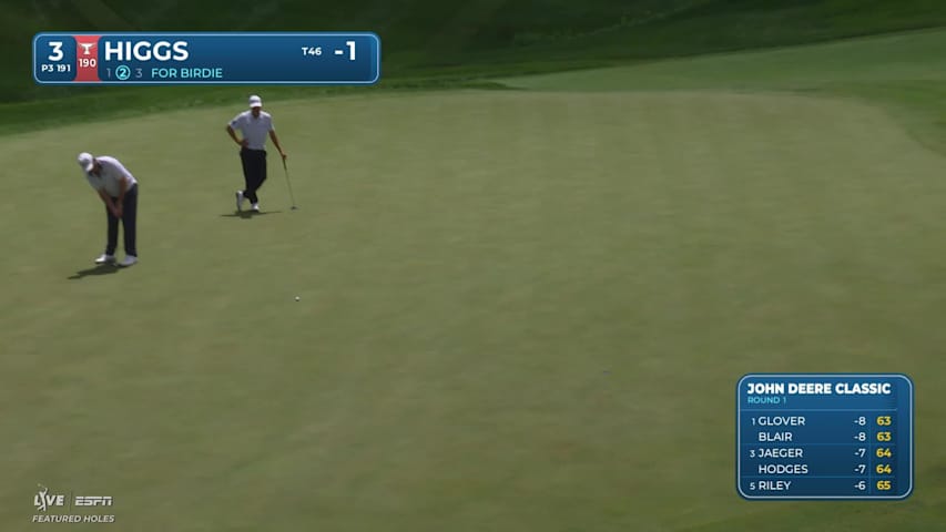 Harry Higgs sinks 30-foot birdie putt on No. 3 at John Deere