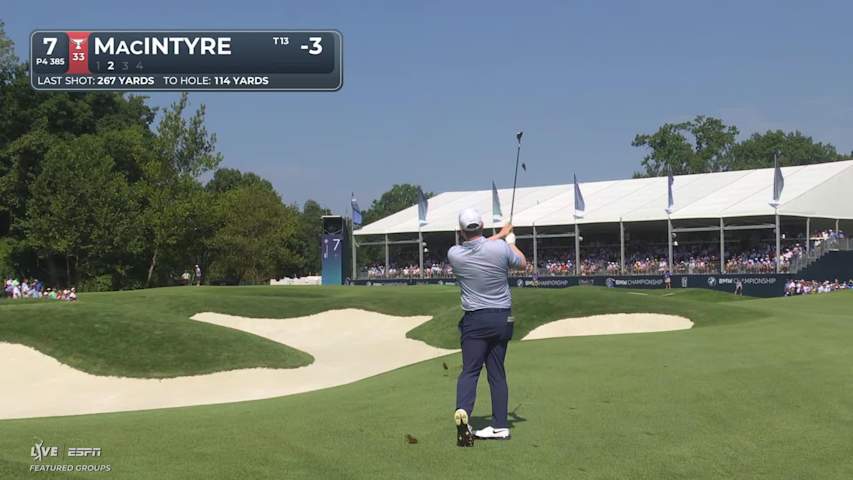 Robert MacIntyre's 112-yard approach sets up birdie on No. 7 at BMW Championship