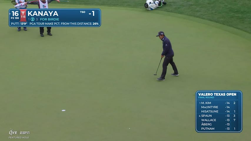 Takumi Kanaya drains 13-foot birdie putt on No. 16 at Valero