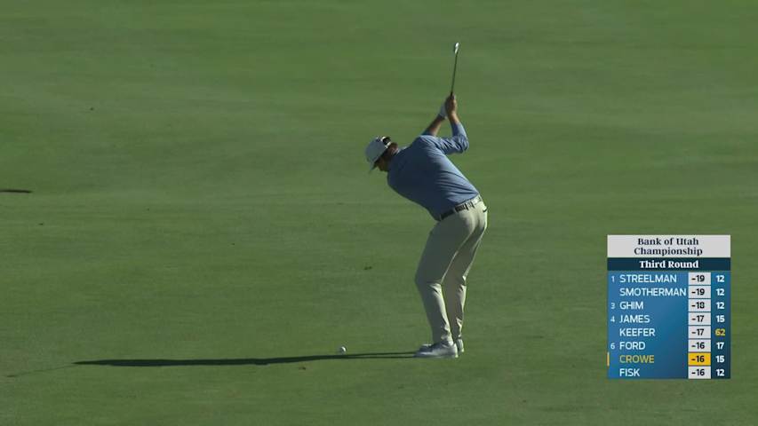 Trace Crowe's 175-yard approach sets up birdie on No. 16 at Bank of Utah