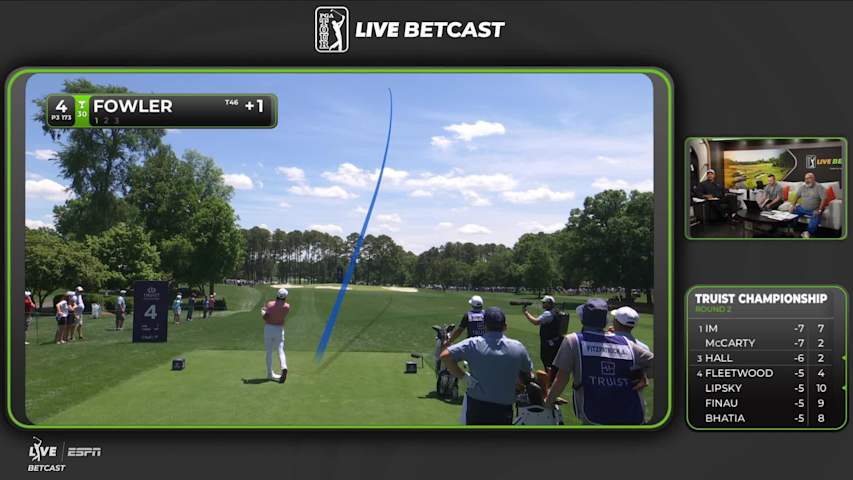 Rickie Fowler hits tee shot to 9 feet, sets up birdie on No. 4 at Truist Championship