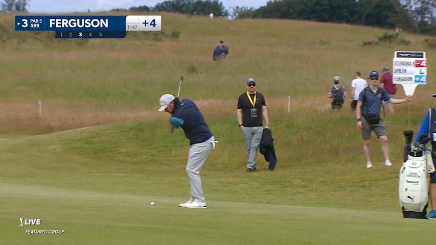 Ewen Ferguson nearly holes chip from just off the green at Genesis Scottish Open