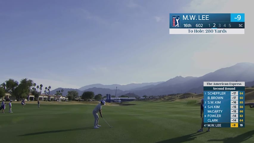 Min Woo Lee hits 96-yard approach to 3 feet, sets up birdie on No. 16 at The American Express
