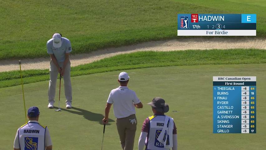 Adam Hadwin sinks 7-foot putt for birdie on No. 17 at RBC Canadian