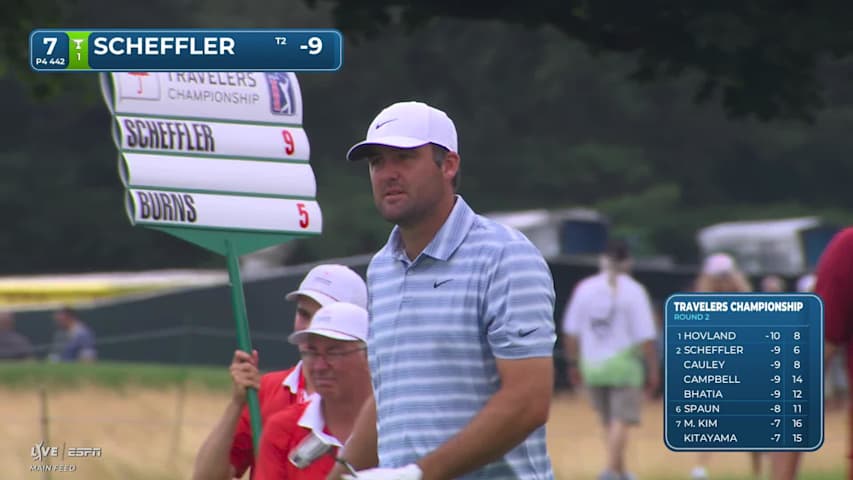 Scottie Scheffler's 175-yard approach sets up birdie on No. 7 at Travelers