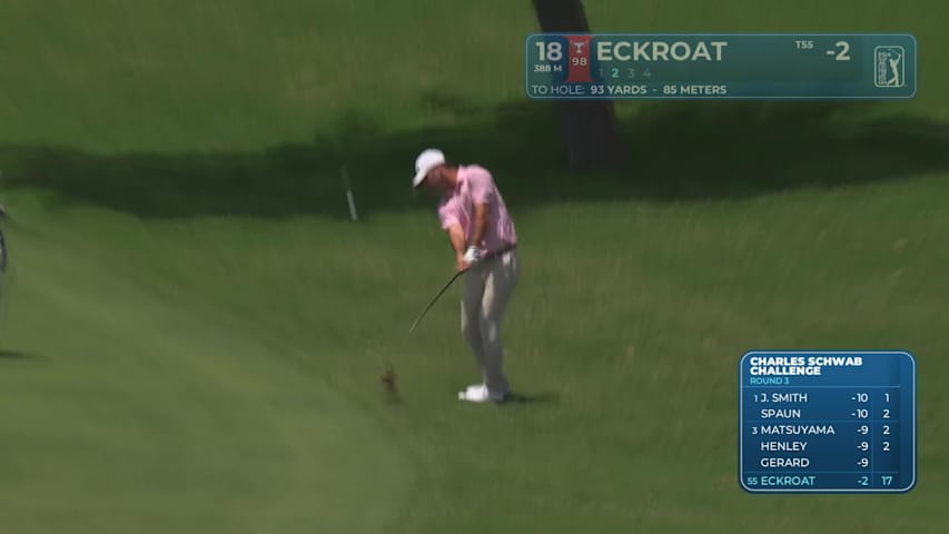 Austin Eckroat gets up-and-down from 91 yards for birdie on No. 18 at Charles Schwab