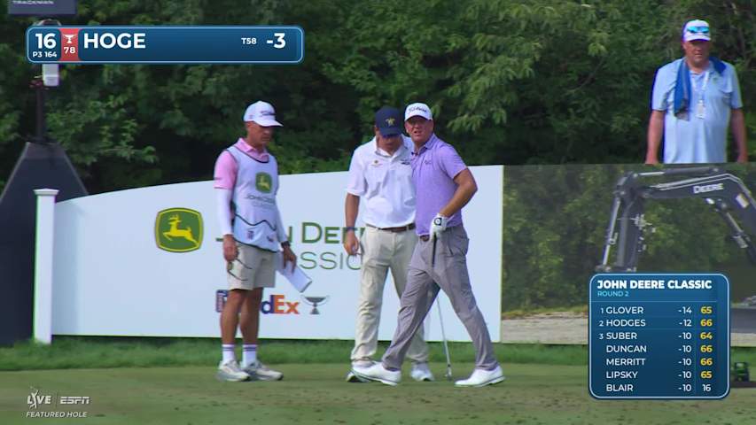 Tom Hoge hits tee shot to 6 feet, sets up birdie on No. 16 at John Deere