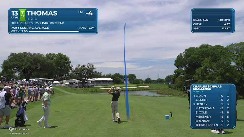 Justin Thomas sinks 37-foot birdie putt on No. 13 at Charles Schwab