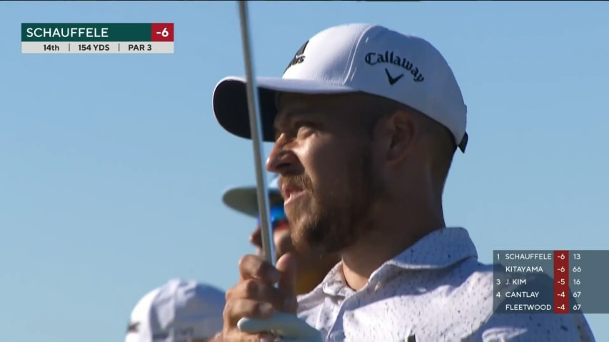 Xander Schauffele cards his first birdie of the back-nine on No. 14 at Genesis Scottish Open