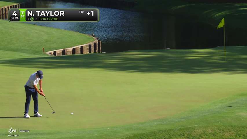 Nick Taylor sinks a 66-foot birdie putt on No. 4 at RBC Heritage