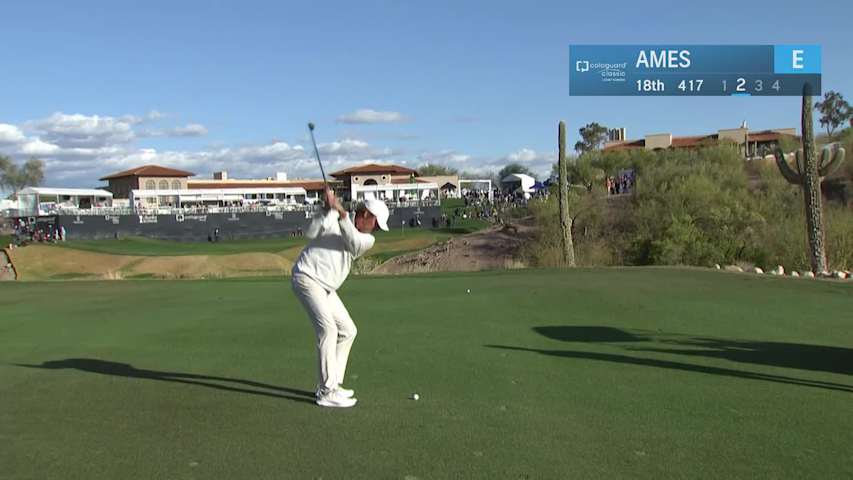 Stephen Ames makes birdie putt on No. 18 at Cologuard