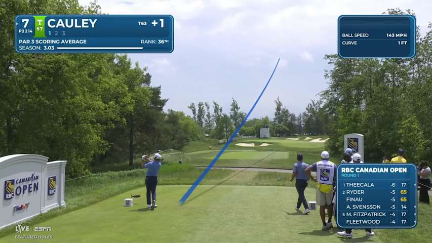 Bud Cauley drains 18-foot putt for birdie on No. 7 at RBC Canadian