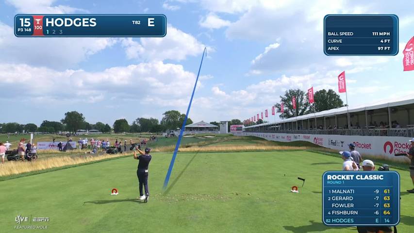 Lee Hodges sinks 22-foot birdie putt on No. 15 at Rocket Classic