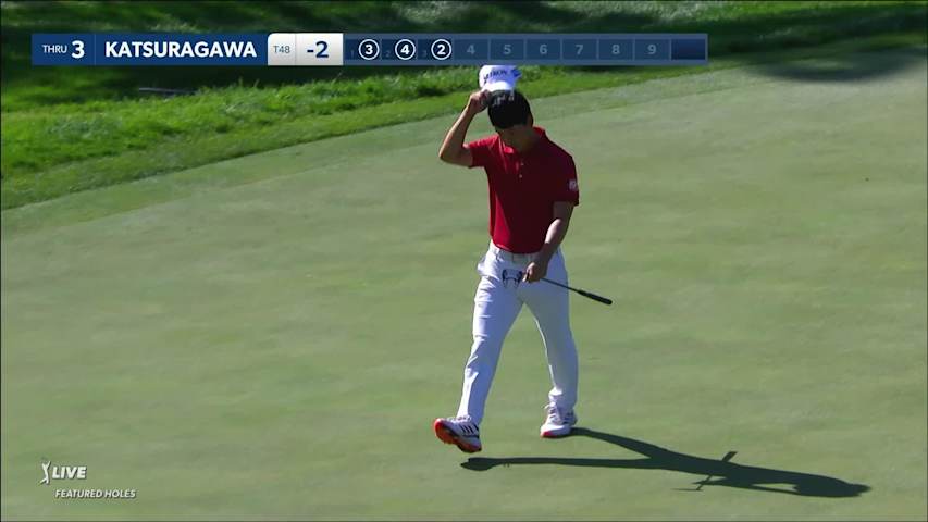 Yuto Katsuragawa sinks 28-footer for birdie at John Deere