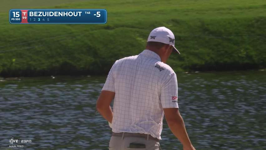 Christiaan Bezuidenhout holes 69-foot bunker shot for birdie on No. 15 at Wyndham