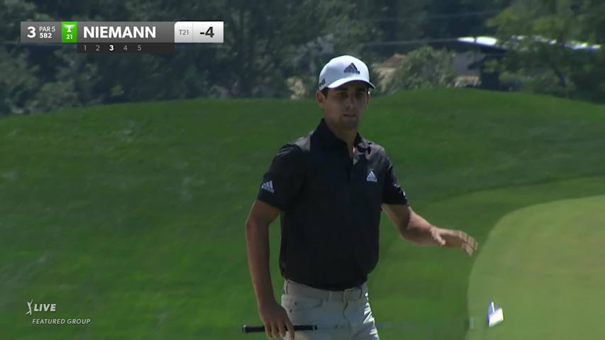Joaquin Niemann converts bunker shot for birdie at BMW Championship