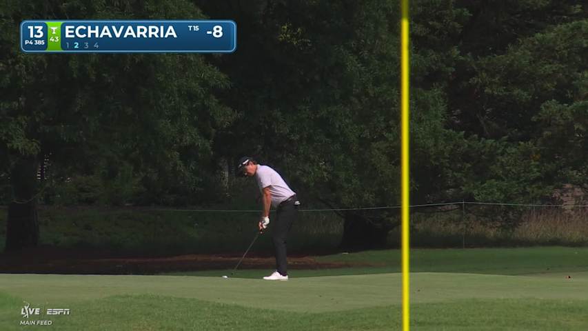 Nico Echavarria sinks 29-foot birdie putt on No. 13 at Wyndham