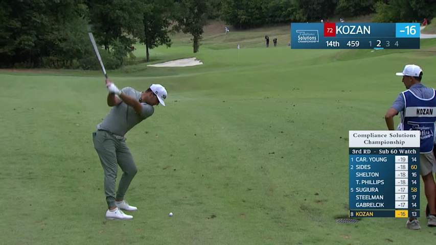Andrew Kozan makes birdie on No. 14 at Compliance Solutions