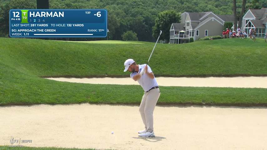 Brian Harman gets up-and-down from 134 yards for birdie on No. 12 at Travelers