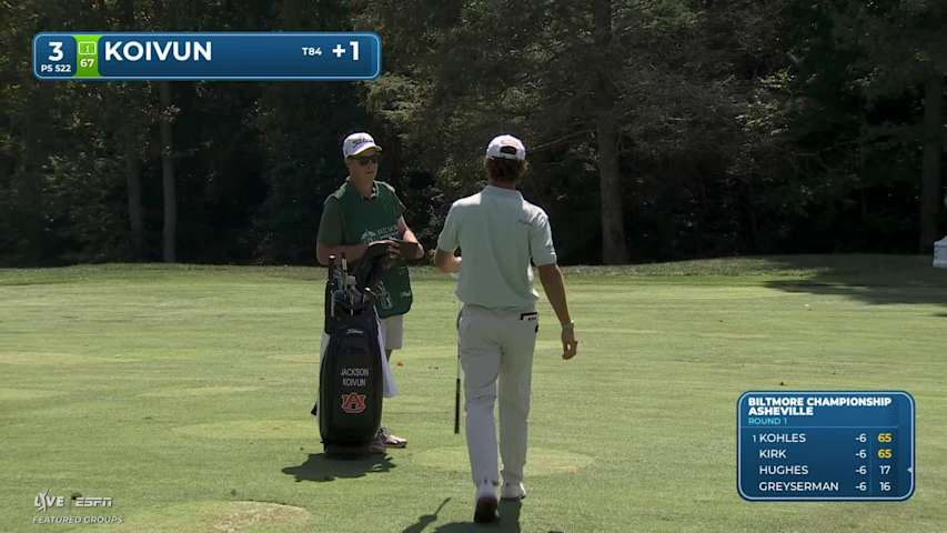Jackson Koivun drains 10-foot putt for birdie on No. 3 at Biltmore Championship