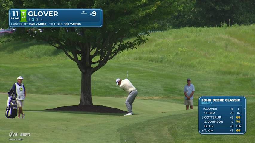 Lucas Glover gets up-and-down from 189 yards for birdie on No. 11 at John Deere