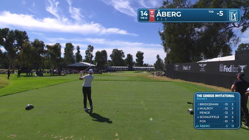 Ludvig Åberg hits 195-yard tee shot to 5 feet, makes birdie on No. 14 at The Genesis