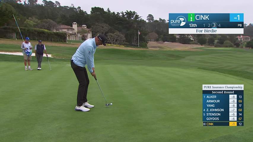 Stewart Cink makes birdie putt on No. 13 at PURE Insurance Championship