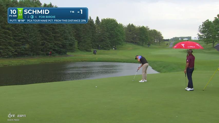 Matti Schmid drains 16-foot birdie putt on No. 10 at RBC Canadian