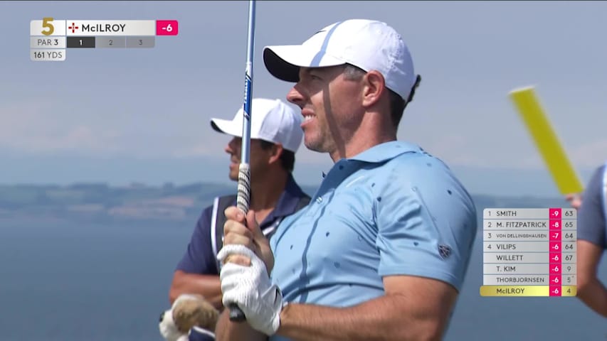 Rory McIlroy hits tee shot to 11 feet, sets up birdie on No. 5 at Genesis Scottish Open