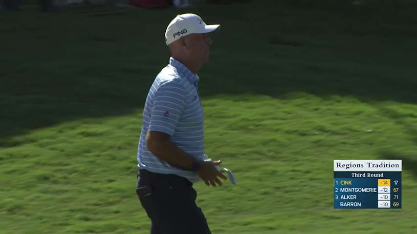Stewart Cink makes birdie on No. 18 at Regions Tradition