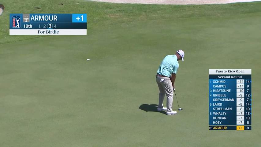Ryan Armour sinks the birdie on No. 10 at Puerto Rico