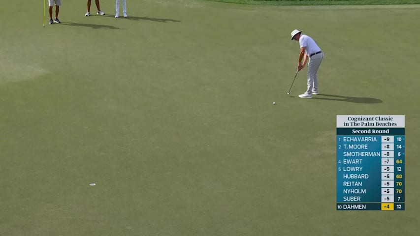 Joel Dahmen sinks 24-foot birdie putt on No. 13 at Cognizant Classic