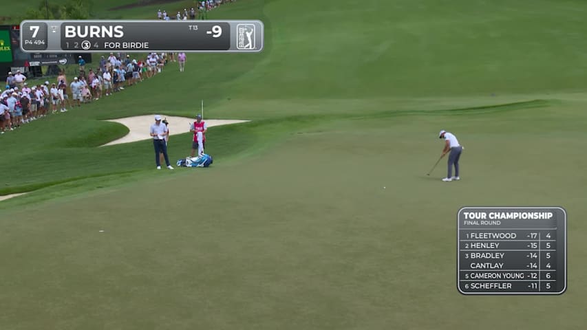 Sam Burns sinks a 37-foot birdie putt on No. 7 at TOUR Championship