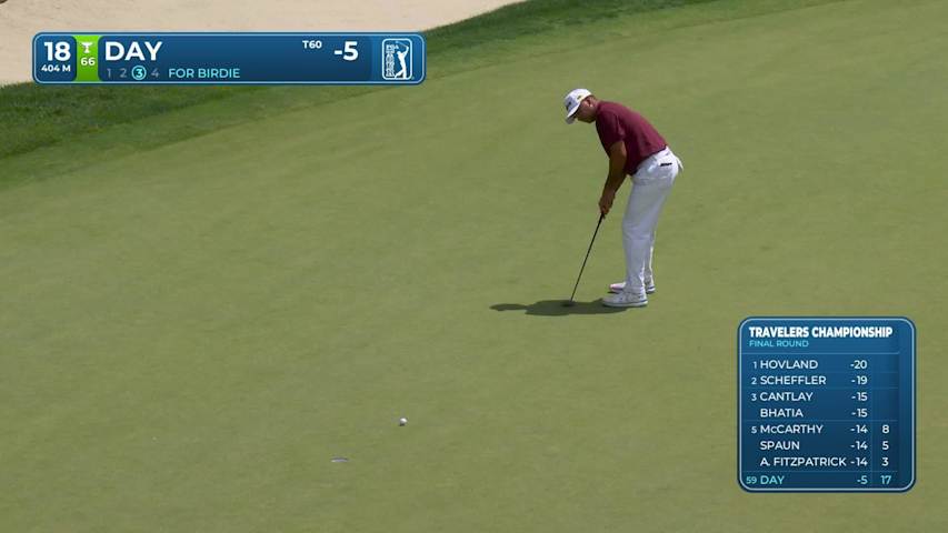 Jason Day makes birdie on No. 18 at Travelers