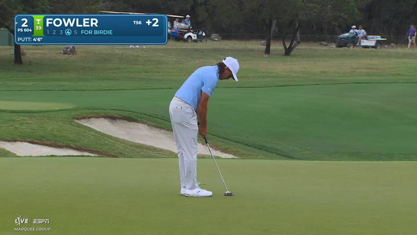 Rickie Fowler drains 4-foot birdie putt on No. 2 at Valero