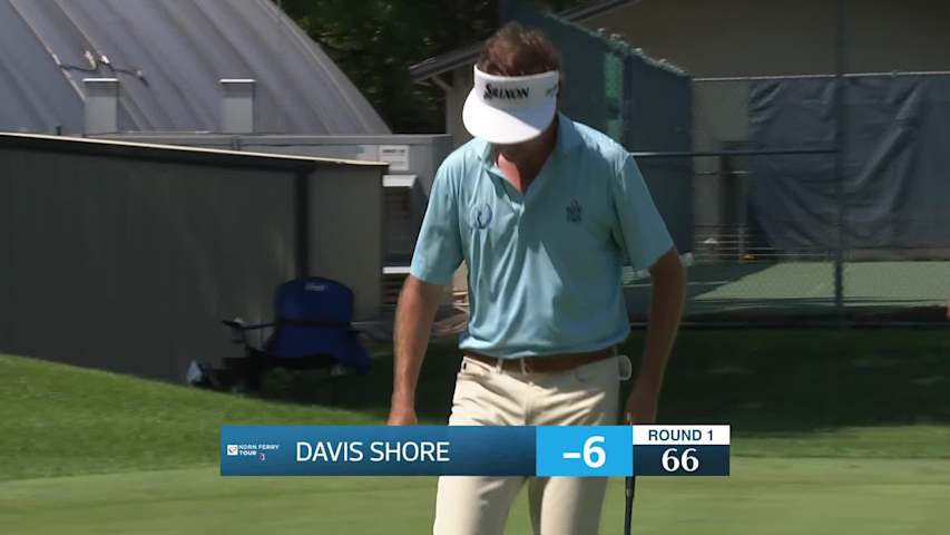Davis Shore sinks a 139-foot birdie putt on No. 18 at AdventHealth