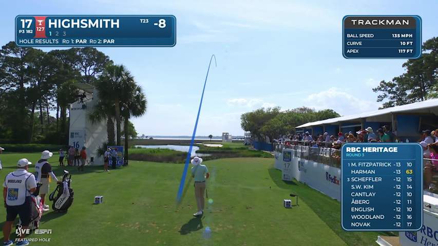 Joe Highsmith drains 33-foot putt for birdie on No. 17 at RBC Heritage