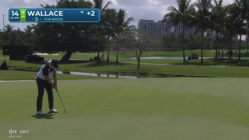 Matt Wallace sinks 34-foot birdie putt on No. 14 at Cadillac